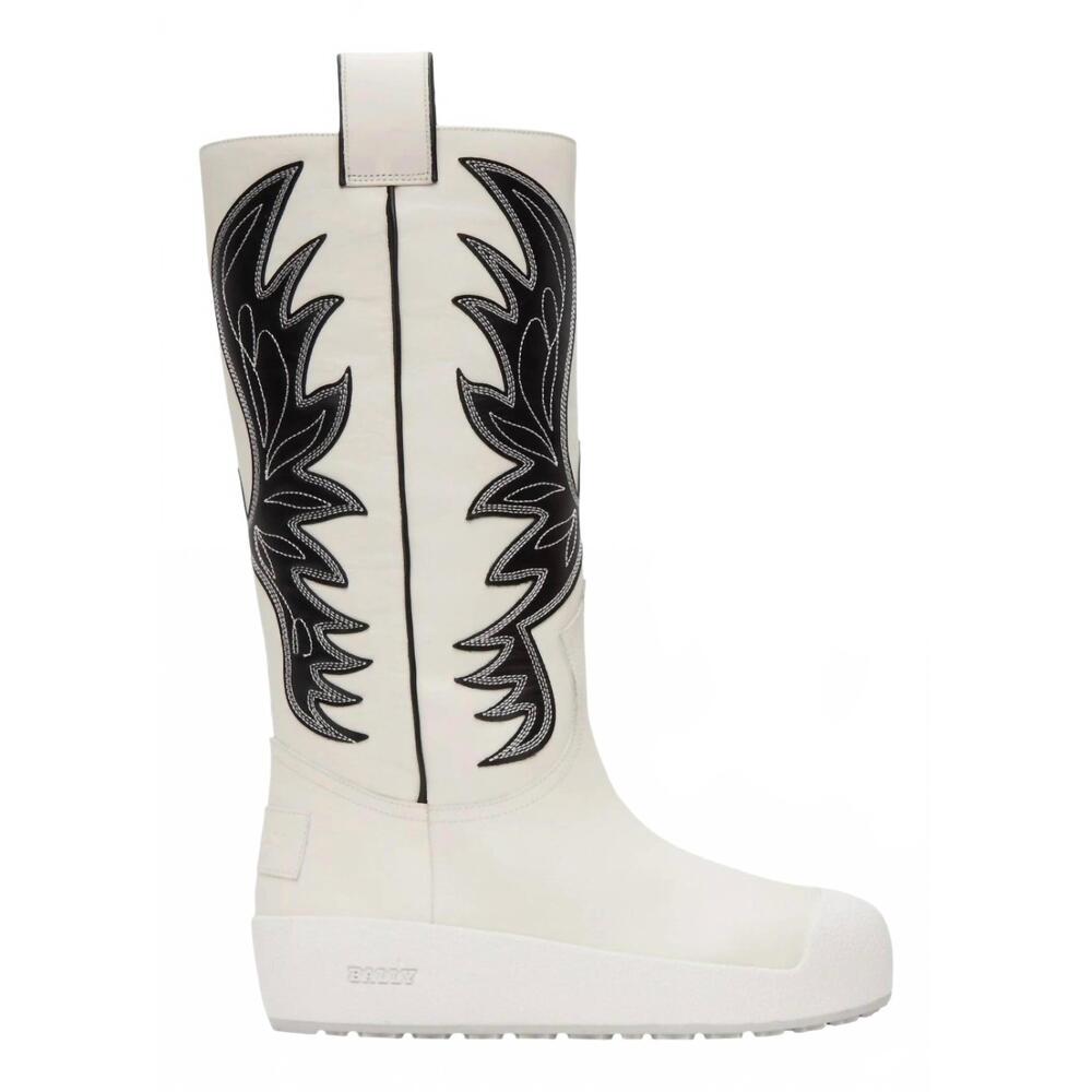 NEW BALLY women's chambery leather knee-high boot in white